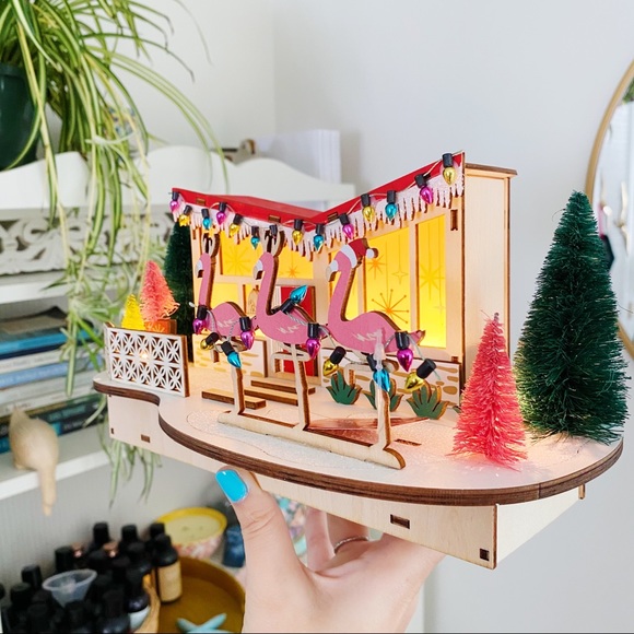 World Market Atomic Mid Century MCM Retro Atomic Christmas House New Wood Decor - Picture 10 of 13